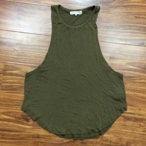 Joah Brown Olive Green Soft Light Muscle Tank S/M